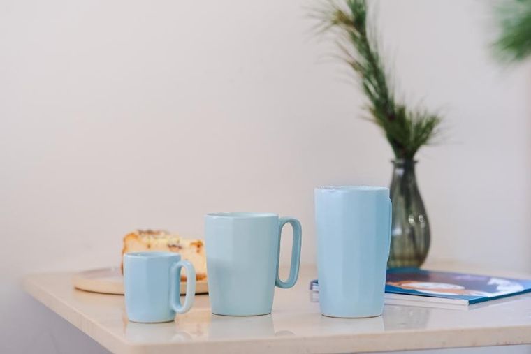 Vialli Design, dwa kubki ceramiczne z uszkiem, 80 ml, Fuori miętowe