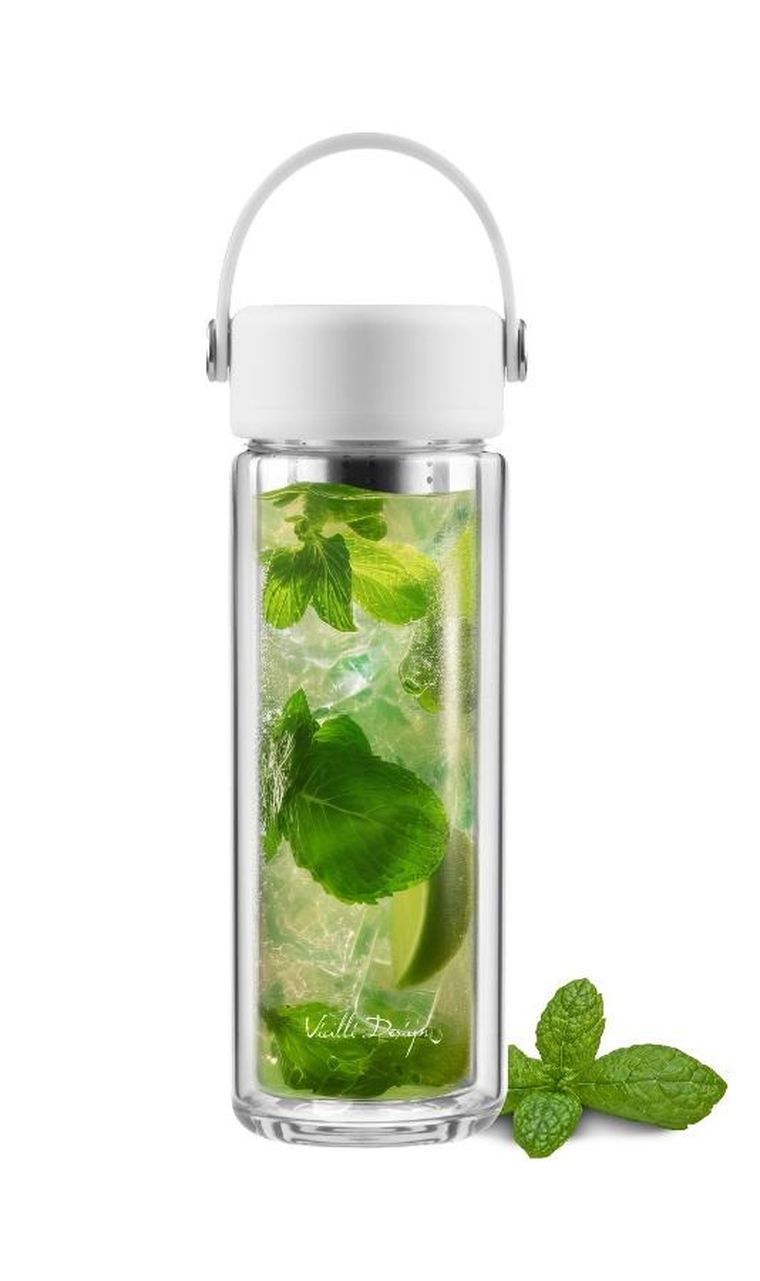 Vialli Design, Fuori, butelka z podwójną ścianką i zaparzaczem, biała, 350 ml