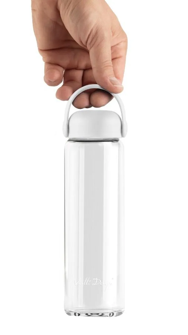 Vialli Design, Fuori, szklana butelka na wodę, biała, 540 ml