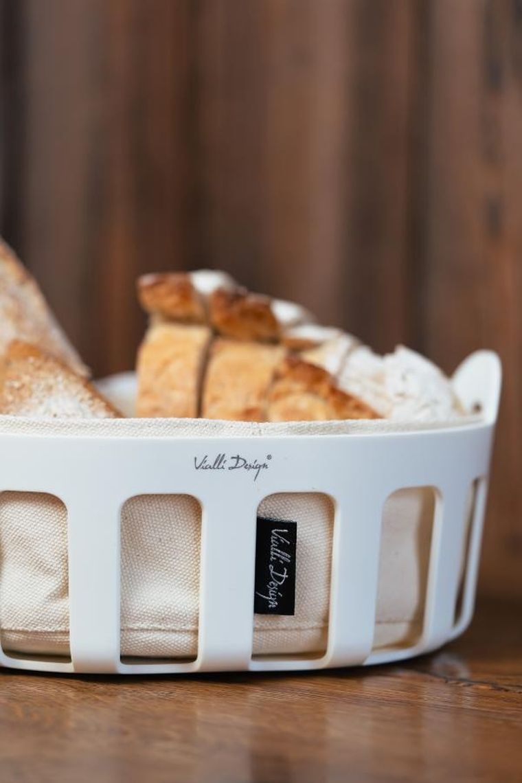 Vialli Design, koszyk na pieczywo z wkładem bawełnianym, Livio biały