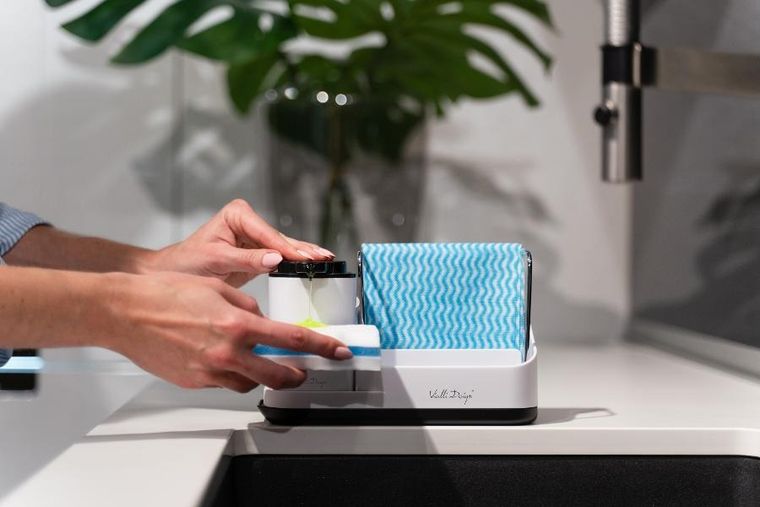 Vialli Design, Livio Duo, organizer kuchenny z dozownikiem na płyn, biały