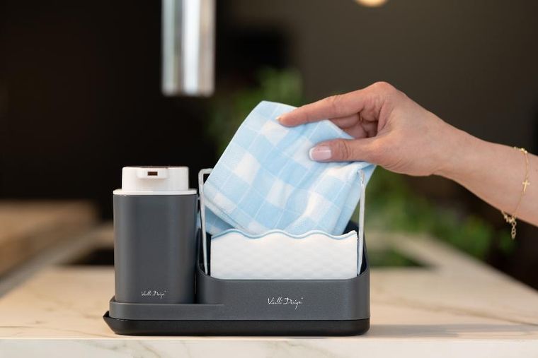 Vialli Design, Livio Duo, organizer kuchenny z dozownikiem na płyn, szary