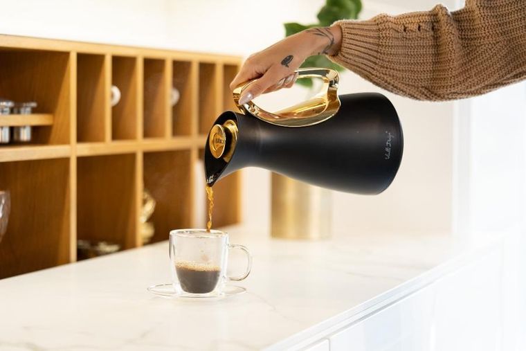 Vialli Design, termos z wkładem szklanym, Alessia, 1l, czarno-złoty