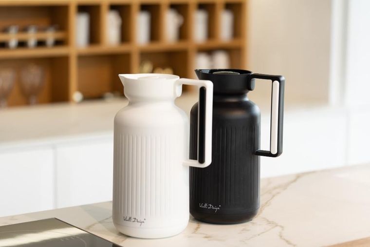 Vialli Design, termos z wkładem szklanym Lungo, 1l, biały