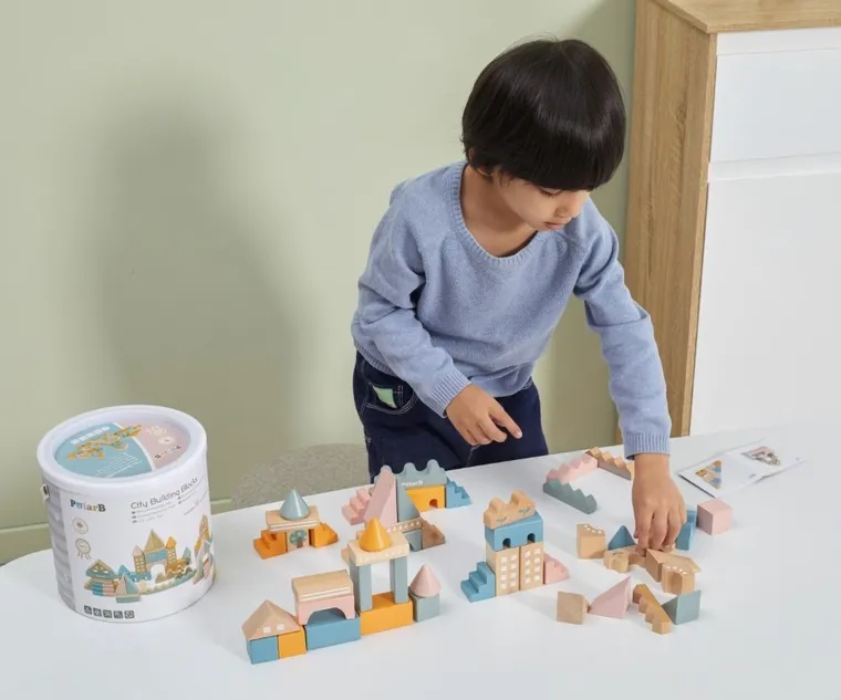 Viga, PolarB, Budowa miasta, klocki drewniane, 50 elementów