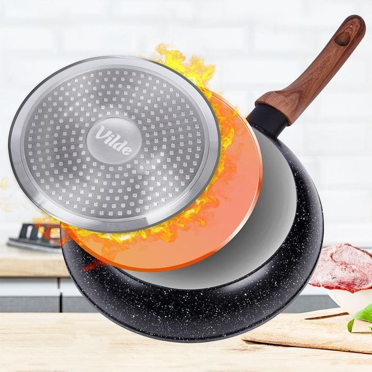 Vilde, Black & Wood, zestaw patelni, 20/24/28 cm, 3 szt.