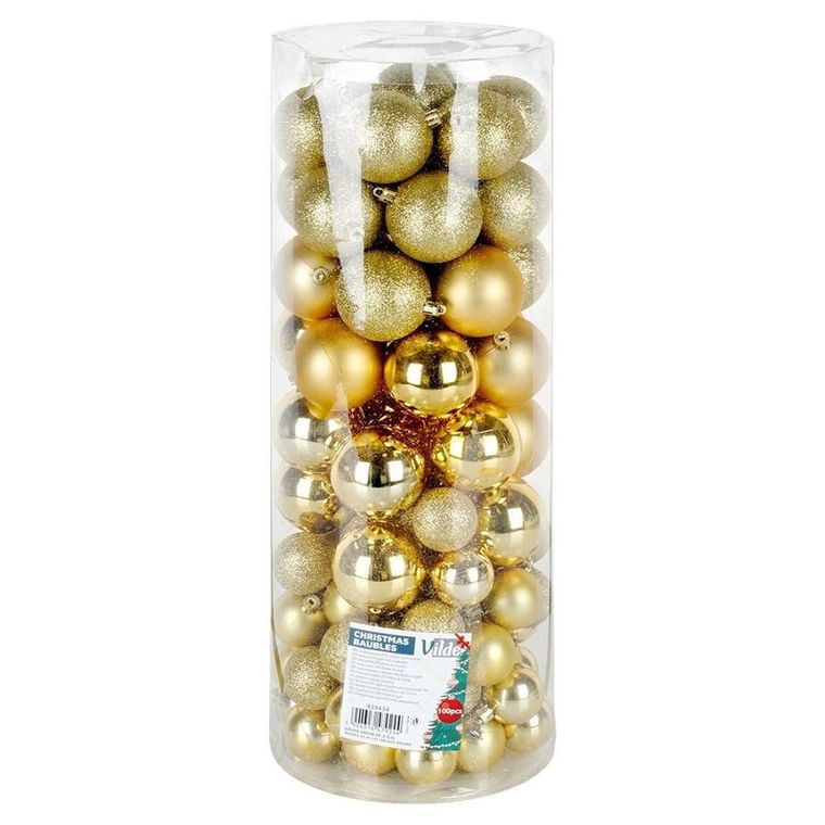 Vilde, bombki choinkowe, nietłukące, złote 4 cm, 6 cm, 100 szt.