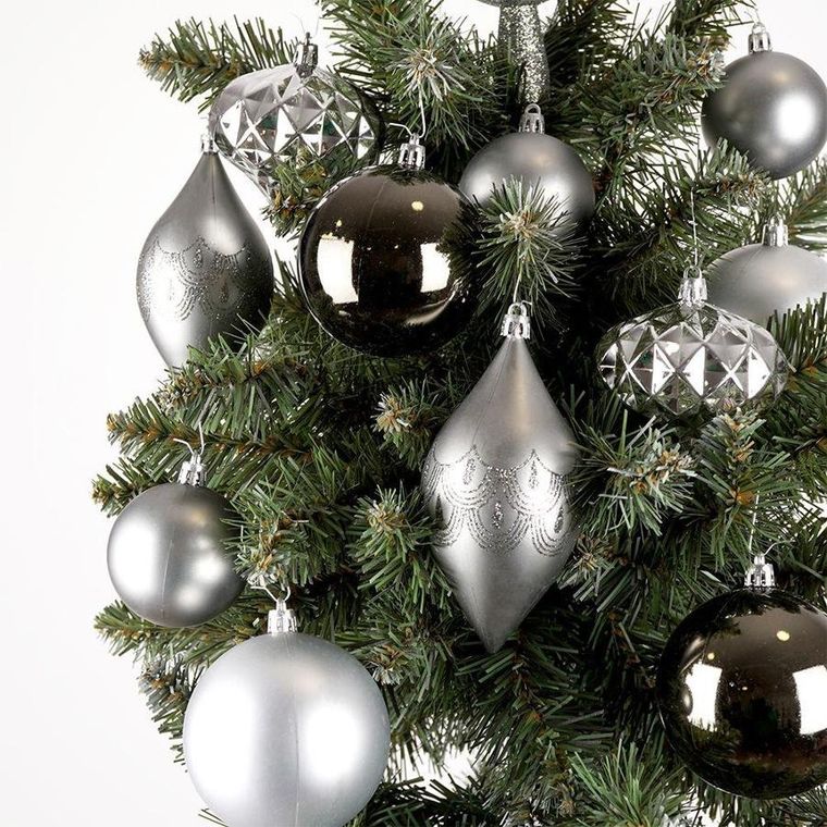 Vilde, bombki nietłukące, srebrne, 19 szt.