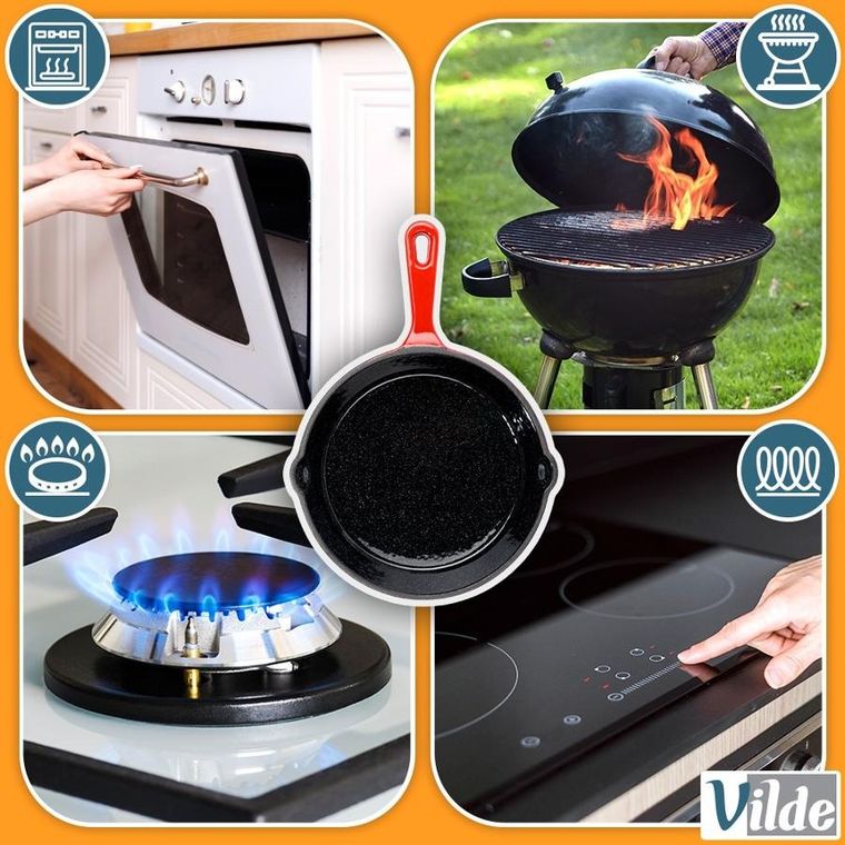 Vilde, Cast Enamel, patelnia żeliwna emaliowana z silikonową nakładką, 20 cm