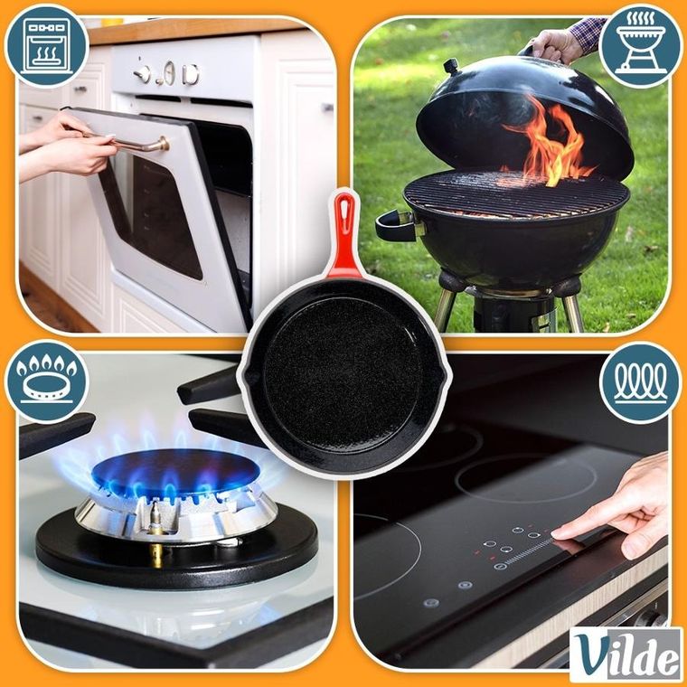 Vilde, Cast Enamel, patelnia żeliwna emaliowana z silikonową nakładką, 25 cm