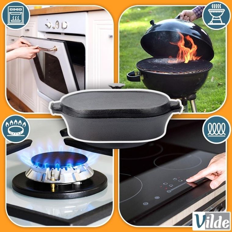 Vilde, Cast Line, brytfanna żeliwna z pokrywką 2w1, 28-16 cm, 1,2 l