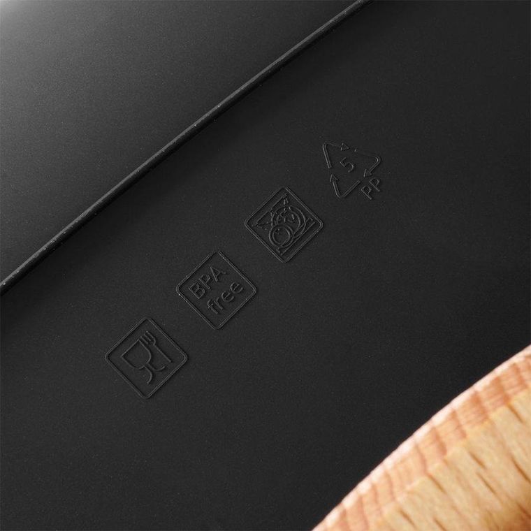 Vilde, chlebak, z drewnianą deską, czarny, 39-23.5-15.5 cm