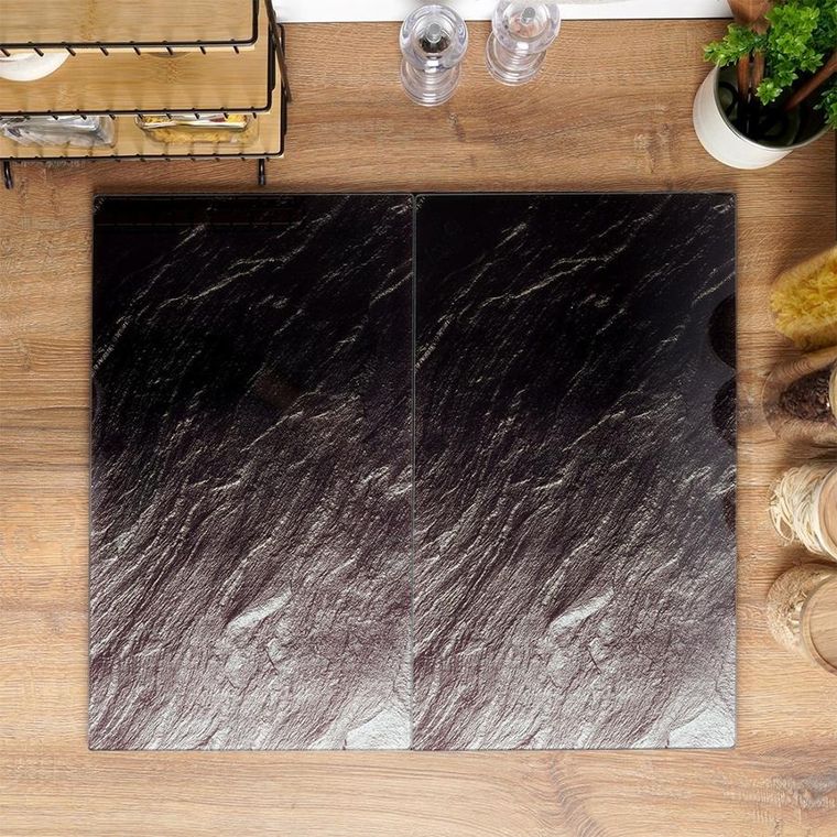 Vilde, deska do krojenia i osłona kuchenki, szklana, 60-52 cm, 2 szt.