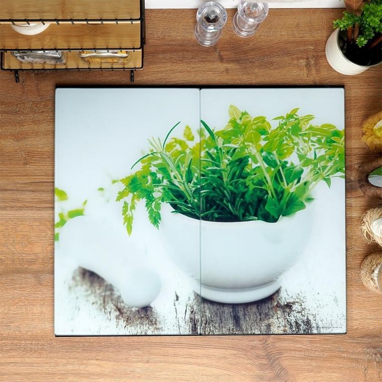 Vilde, deska do krojenia i osłona kuchenki, szklana, 60-52 cm, 2 szt.