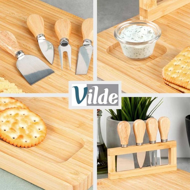 Vilde, deska do serów z nożami, bambusowa, 5 elementów