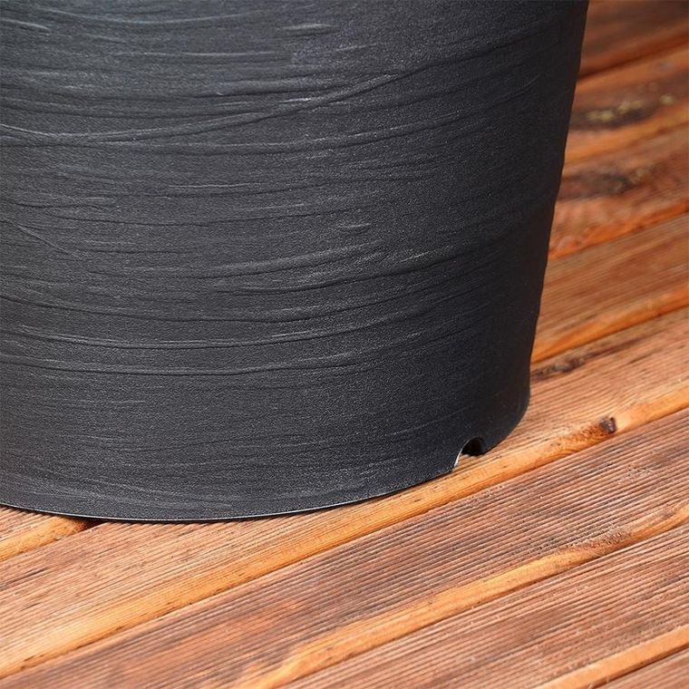 Vilde, doniczka ogrodowa plastikowa, okrągła, czarna, 38-34 cm