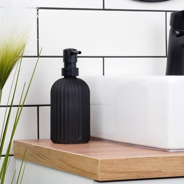 Vilde, dozownik do mydła szklany, czarny, 400 ml