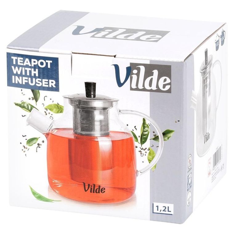 Vilde, dzbanek z zaparzaczem do herbaty, żaroodporny, szklany, 1,2 l