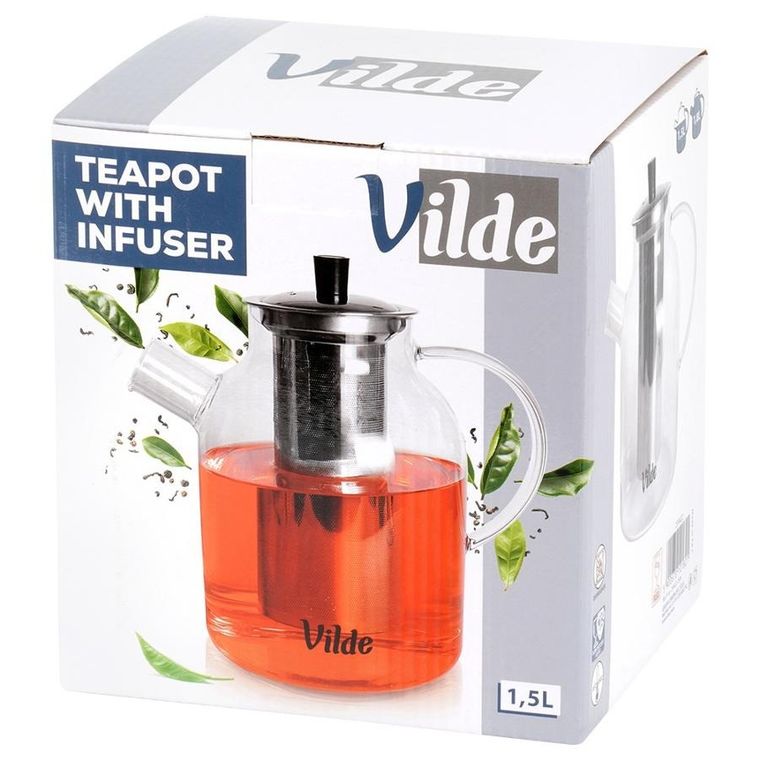 Vilde, dzbanek z zaparzaczem do herbaty, żaroodporny, szklany, 1,5 l