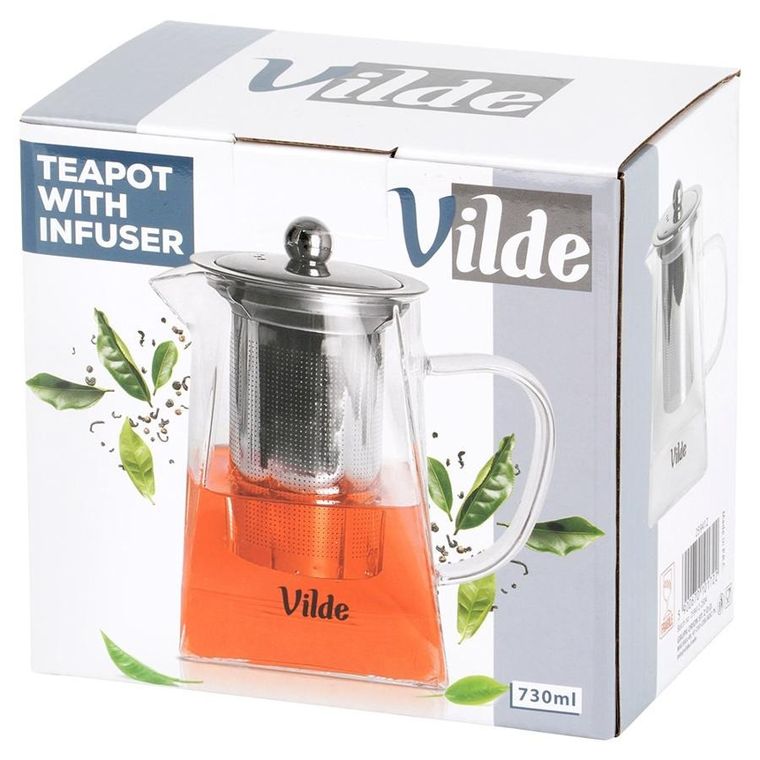 Vilde, dzbanek z zaparzaczem do herbaty, żaroodporny, szklany, 730 ml