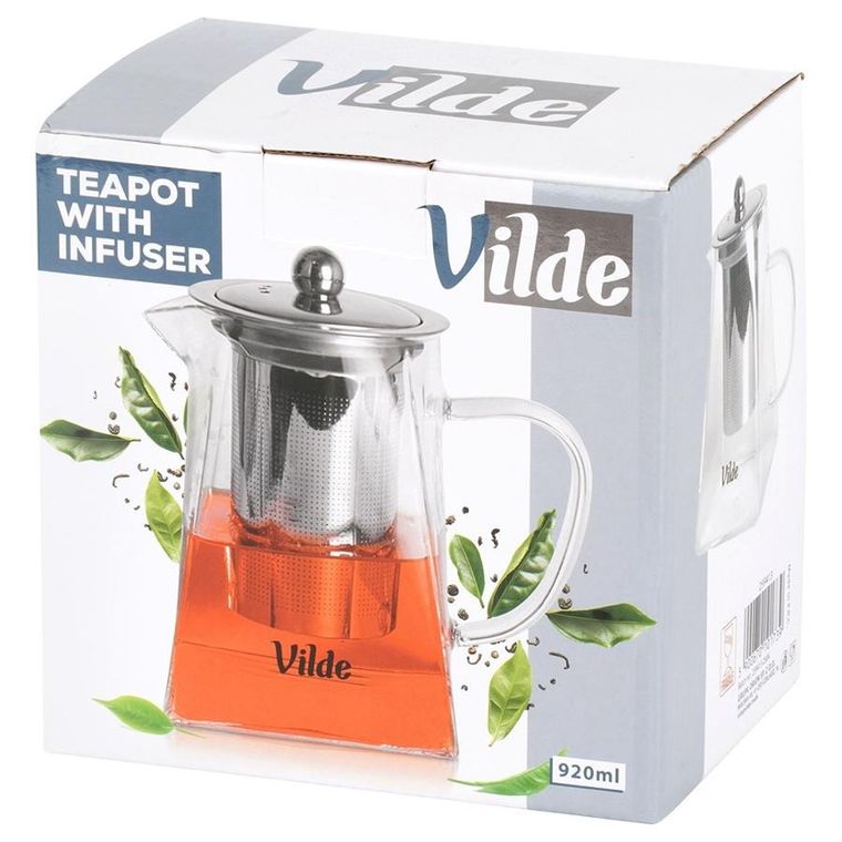Vilde, dzbanek z zaparzaczem do herbaty, żaroodporny, szklany, 920 ml