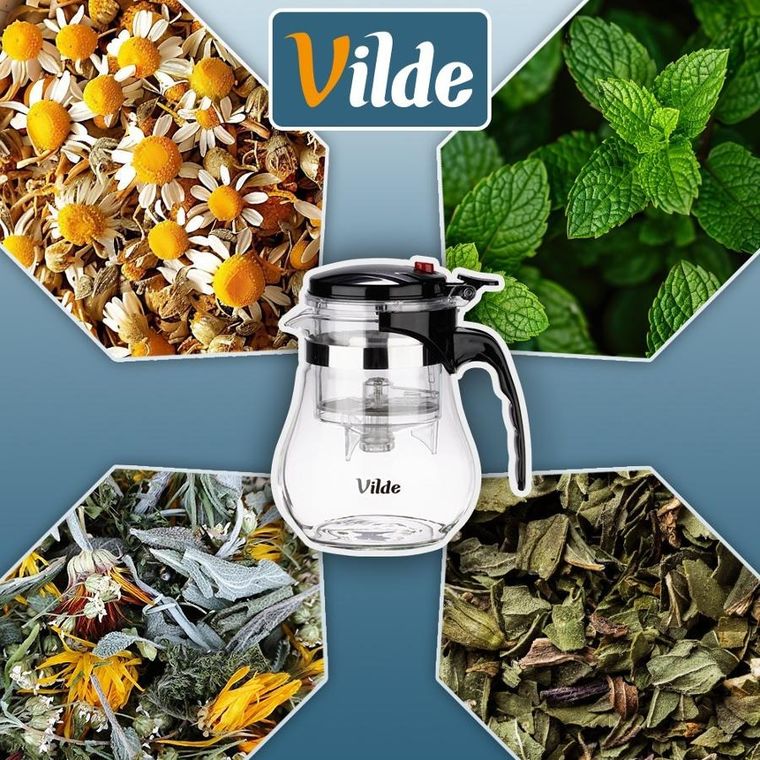 Vilde, dzbanek z zaparzaczem spustowym do herbaty, szklany, 1,15 l