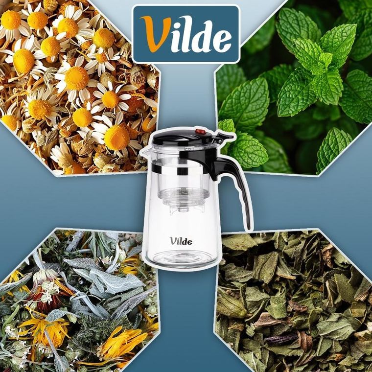 Vilde, dzbanek z zaparzaczem spustowym do herbaty, szklany, 680 ml