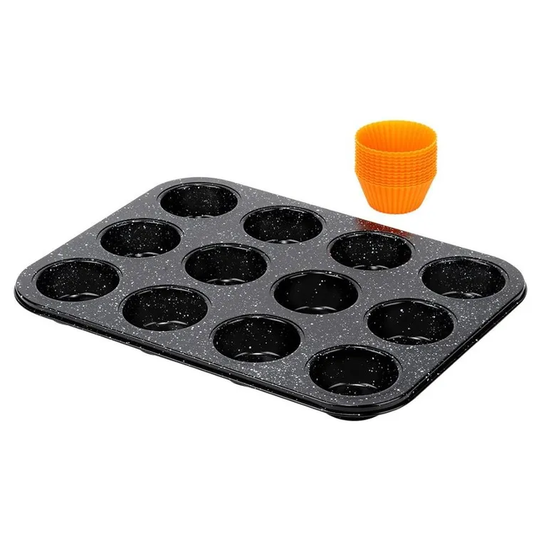 Vilde, forma do muffinek, z foremkami silikonowymi, grafitowa, 13 elementów