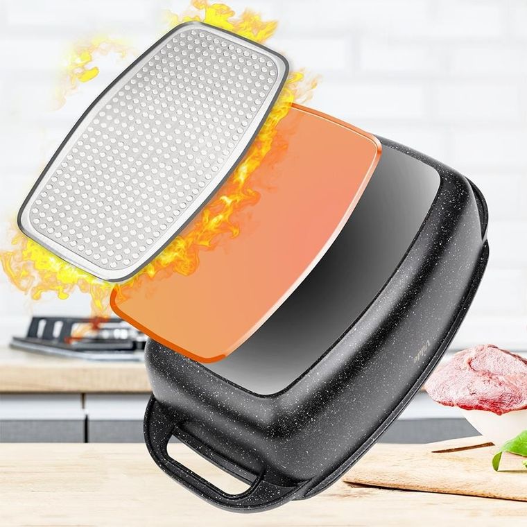 Vilde, Granitica, brytfanna granitowa z pokrywką 2w1, 5,5+2,5l, 40-22,5-16 cm