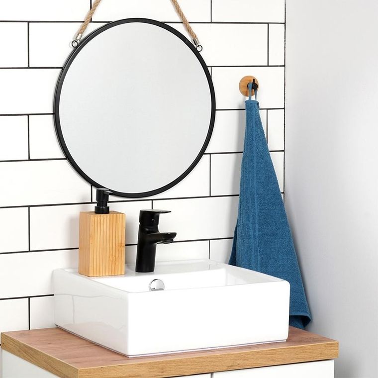 Vilde, haczyk, wieszak samoprzylepny, drewniany, metalowy, czarny, 5-3,5 cm