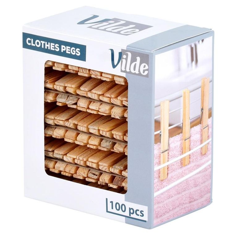 Vilde, klamerki na pranie, bambusowe, 100 szt.