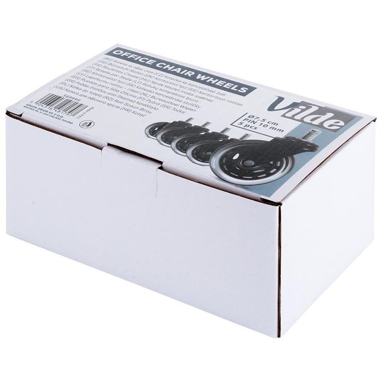 Vilde, kółka do fotela kauczukowe, 7,5 cm/10 mm, 5 szt.
