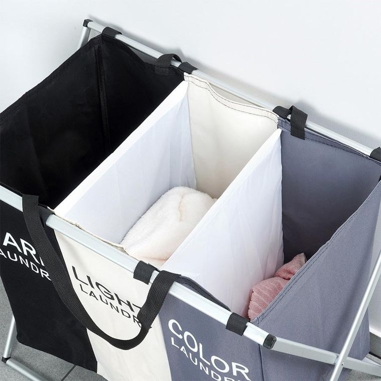 Vilde, kosz na pranie, składany, trzykomorowy, 105l