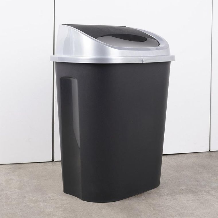 Vilde, kosz na śmieci plastikowy, czarny, 25 l