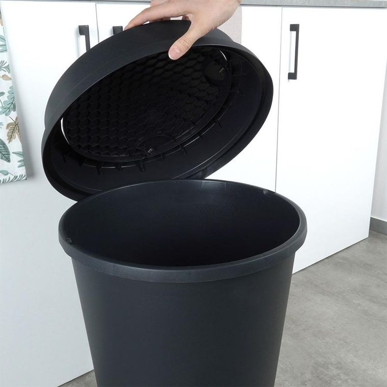 Vilde, kosz na śmieci plastikowy, czarny, 47 l