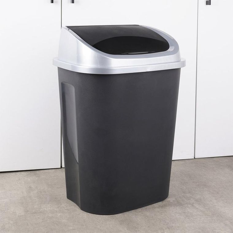 Vilde, kosz na śmieci plastikowy, czarny, 50 l