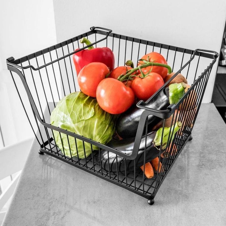 Vilde, koszyk na owoce i warzywa, metalowy czarny, 31-26-22 cm