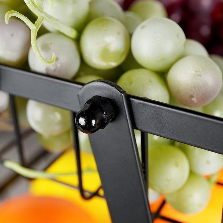 Vilde, koszyk na owoce metalowy, 2-poziomowy, czarny