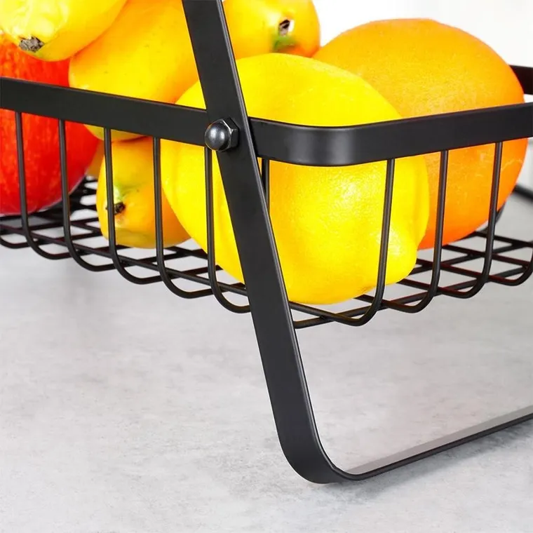 Vilde, koszyk na owoce metalowy, czarny, 3-poziomowy