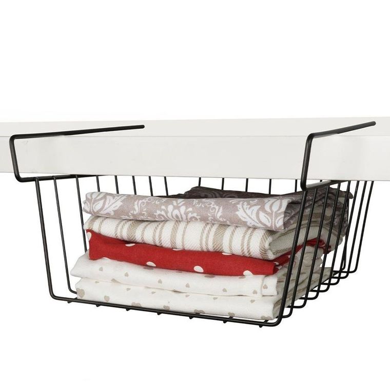 Vilde, koszyk podwieszany pod półkę, czarny metalowy loft, 27,5 cm