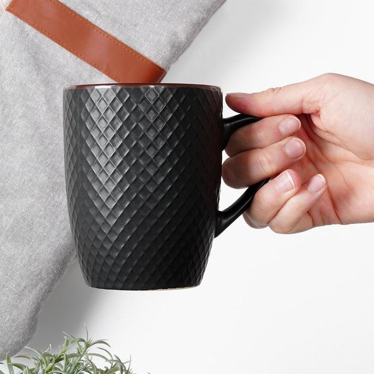 Vilde, kubki ceramiczne, czarne, 400 ml, 4 szt.