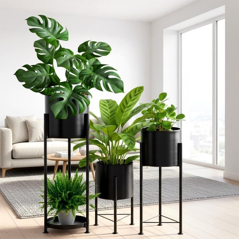 Vilde, kwietnik metalowy, czarny, 3 szt.