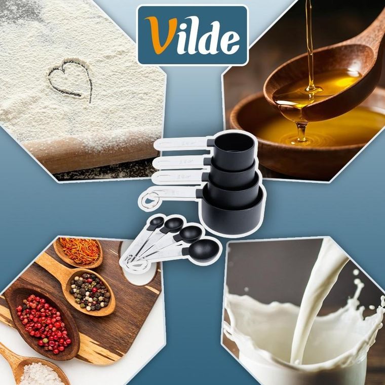 Vilde, miarki kuchenne, czarne, 8 szt.