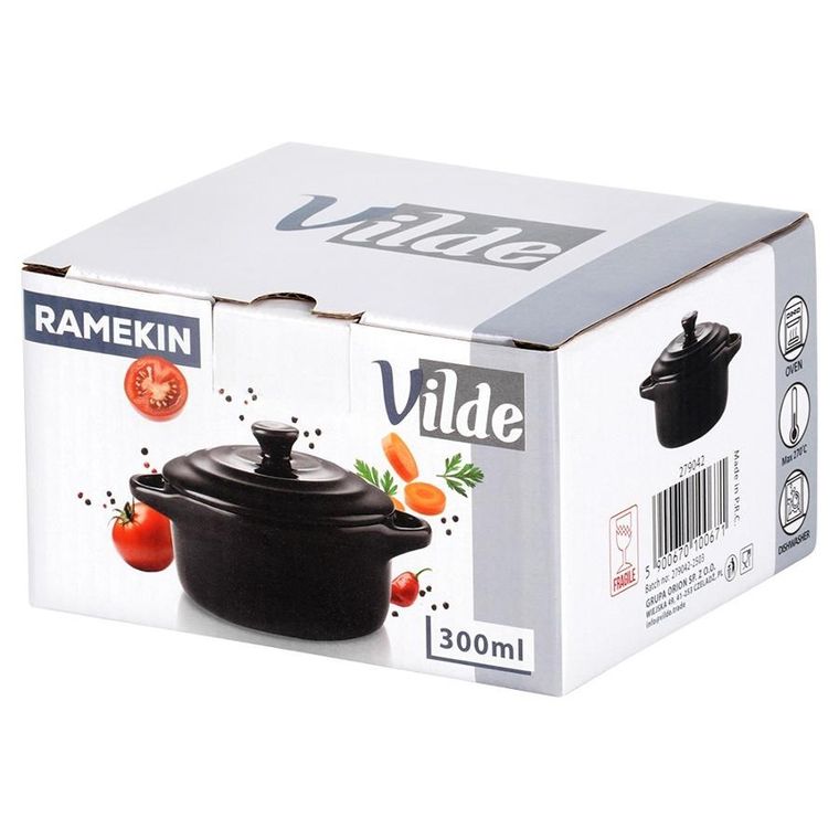 Vilde, miseczka do zapiekania, porcelanowa z pokrywką, 300 ml
