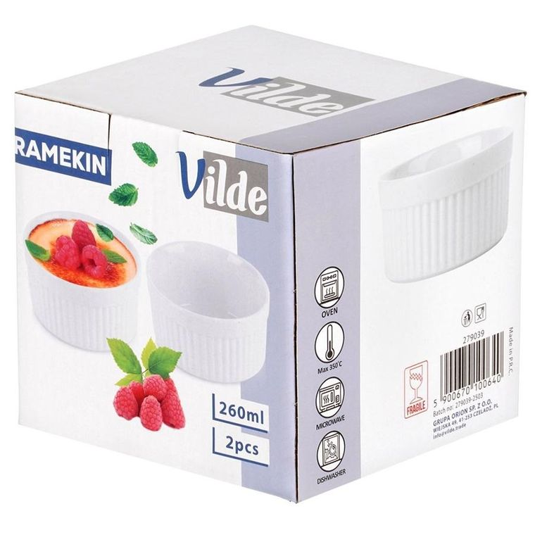 Vilde, miseczki do zapiekania, porcelanowe, białe, 260 ml, 2 szt.