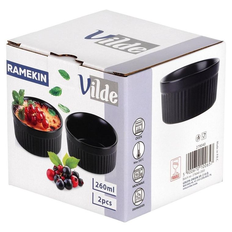 Vilde, miseczki do zapiekania, porcelanowe, czarne, 260 ml, 2 szt.