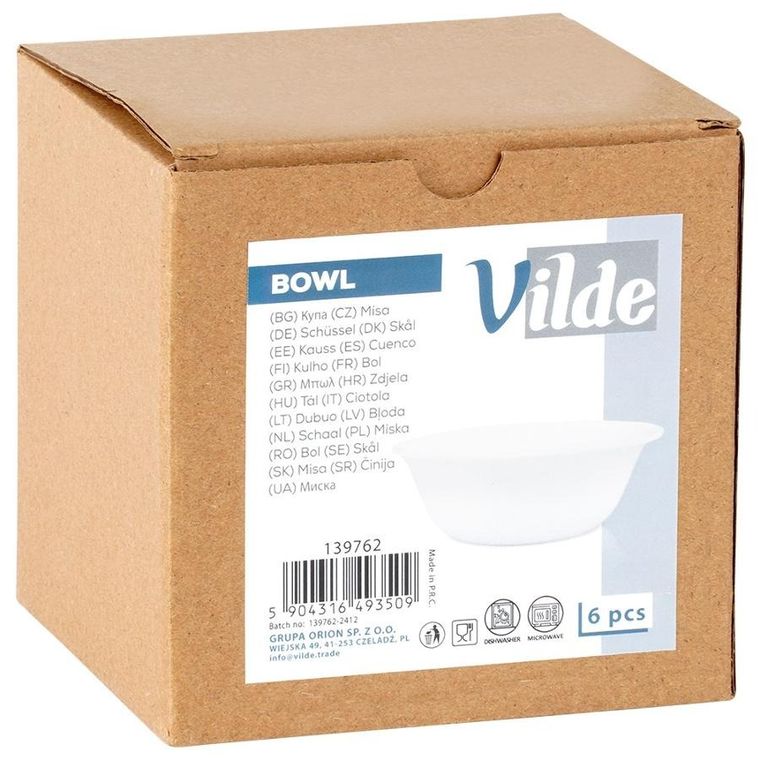Vilde, miseczki szklane, białe, 300 ml, 6 szt.