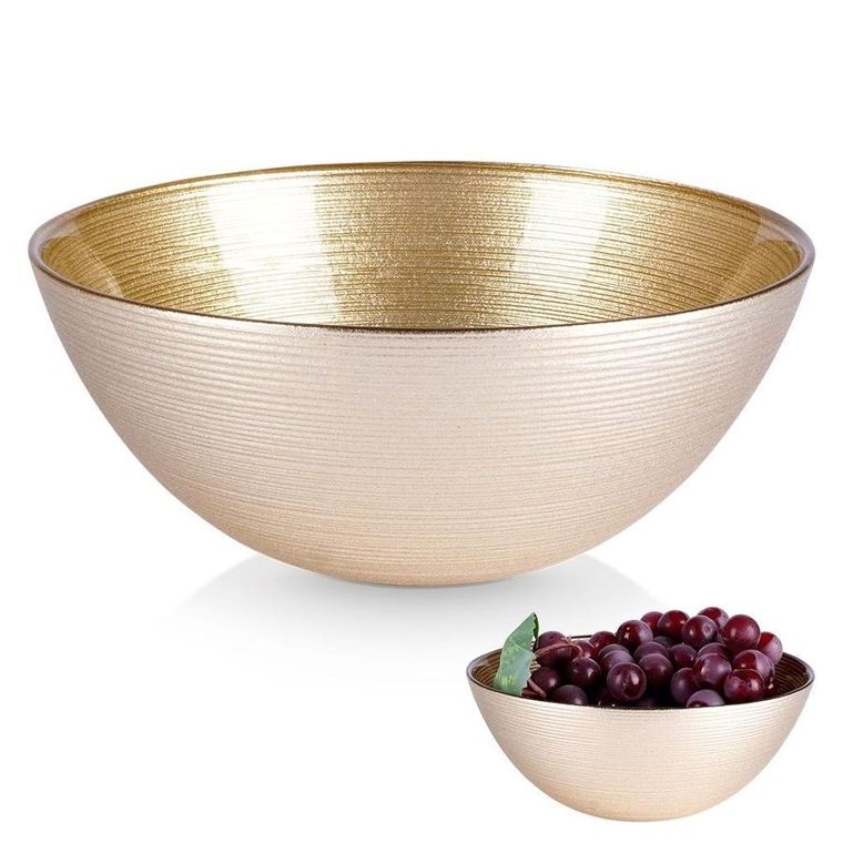 Vilde, miska szklana, złota okrągła, 15 cm, 600 ml