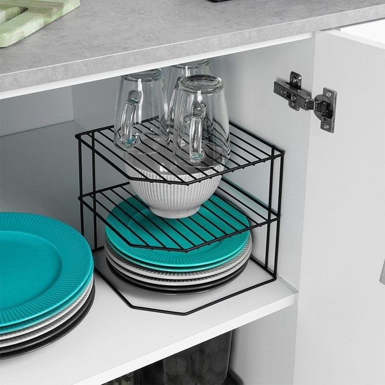 Vilde, narożna półka kuchenna, metalowa czarna