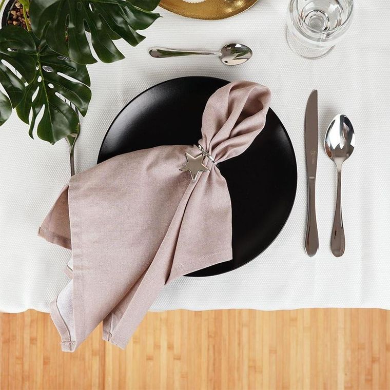 Vilde, obrączki na serwetki, metalowe srebrne, gwiazdki, 4 szt.